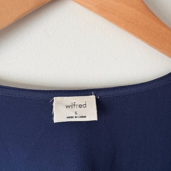 Aritzia Wilfred Silk Diane Wrap Mini Dress Long Sleeve Navy Blue Size Small - Picture 8 of 9